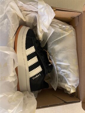 adidas Black and White Kids Campus Suede Sneakers